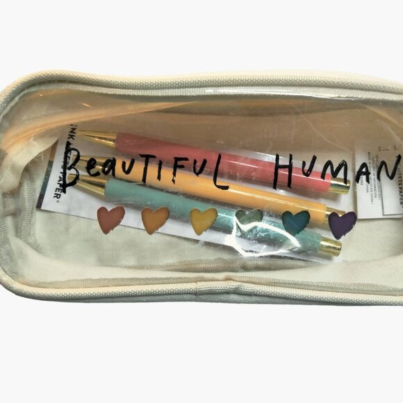 Ink Meets Paper Pen Pencil Case Three Black Ink Pens Beautiful Human Hearts - Picture 2 of 5